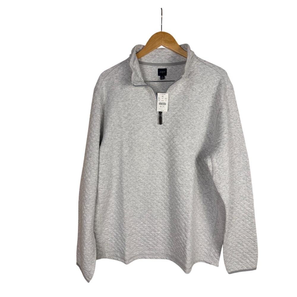 J. Crew Gray Quilted Quarter-Zip Pullover - Men's XL